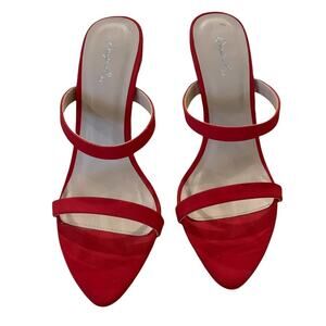 Qupid red heels sandals. Size 8.5  sparkly heels ‎ 4”. Almost new one flaw